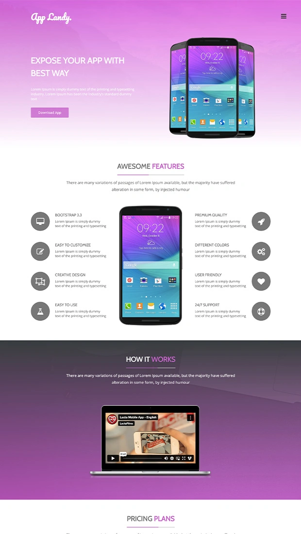 Free HTML landing page web template