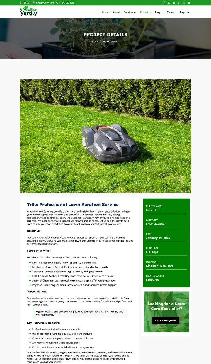 free project detail web template