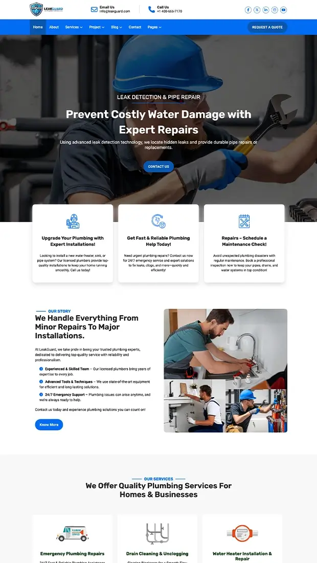 Free plumbing website template