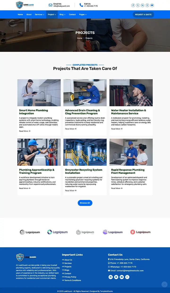 plumbing portfolio template