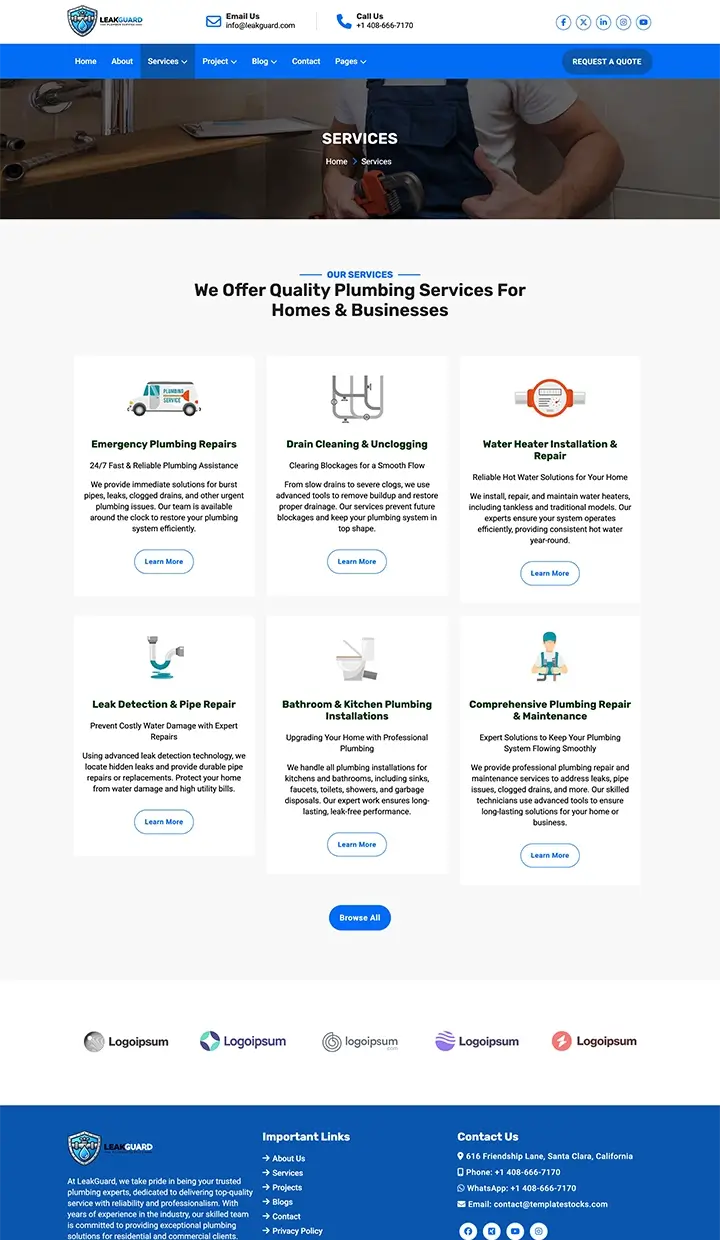 plumber website design