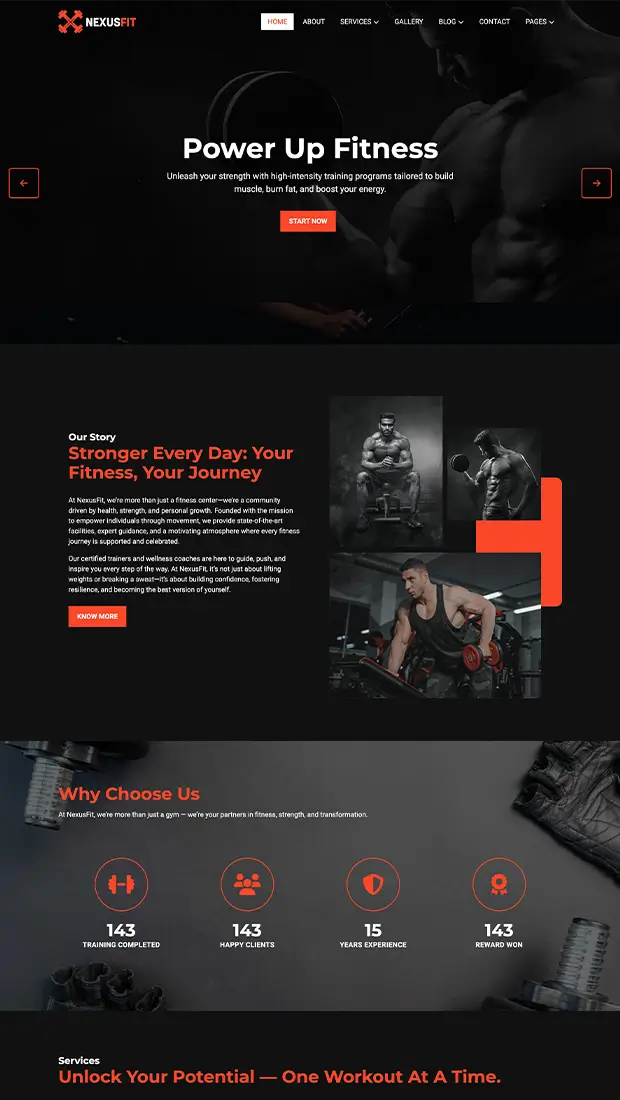 free Gym web template