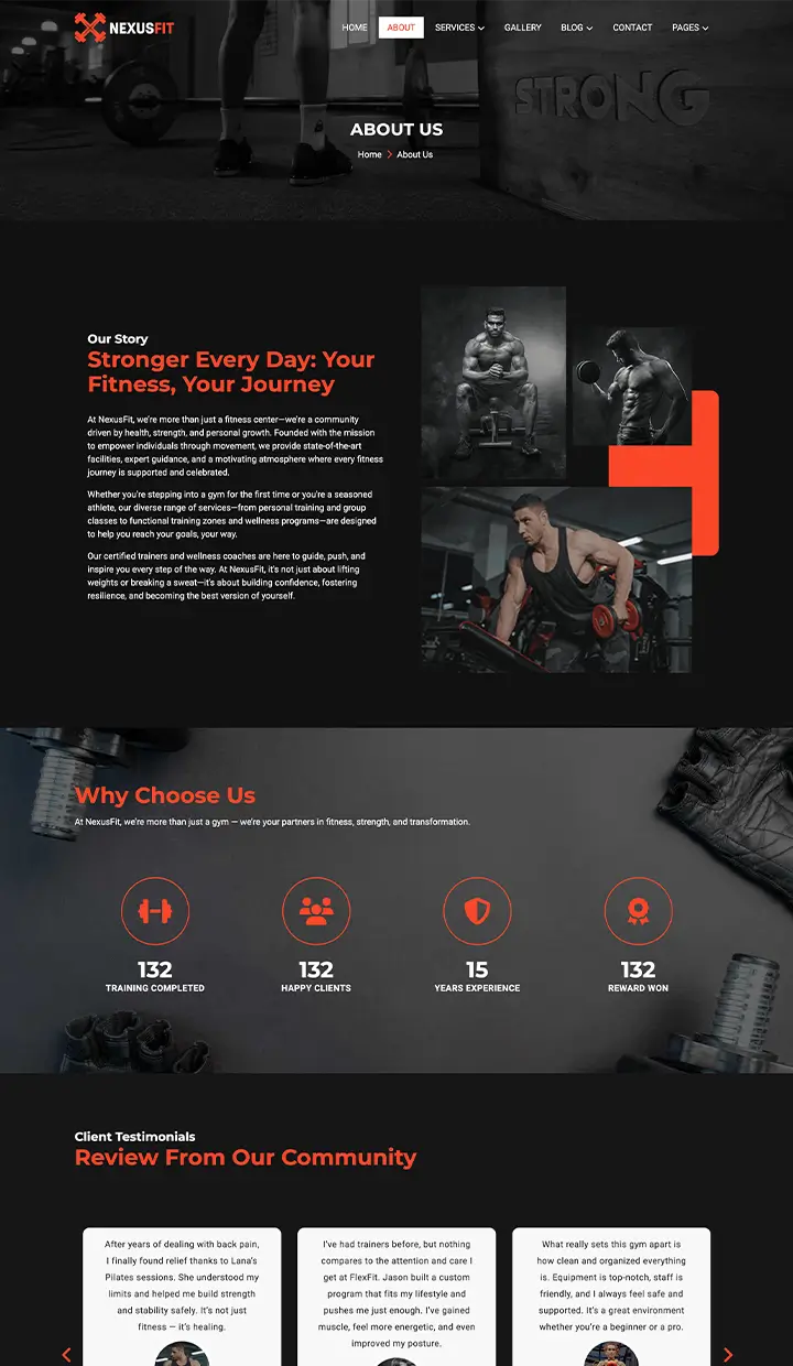workout website templates